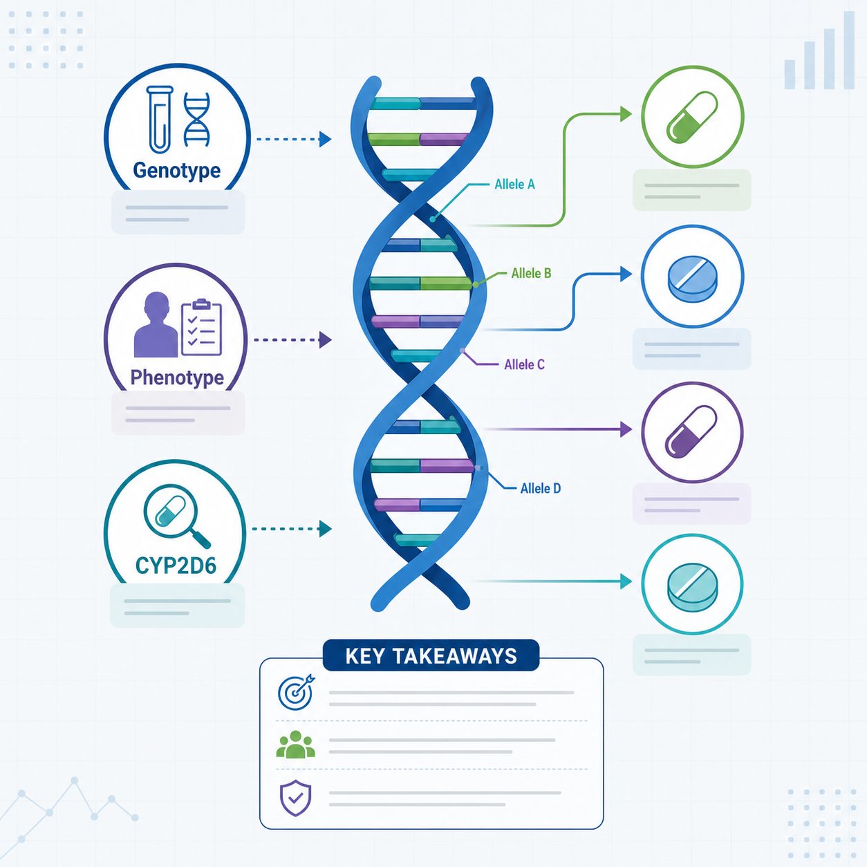 Infographic of DNA and medication pathways